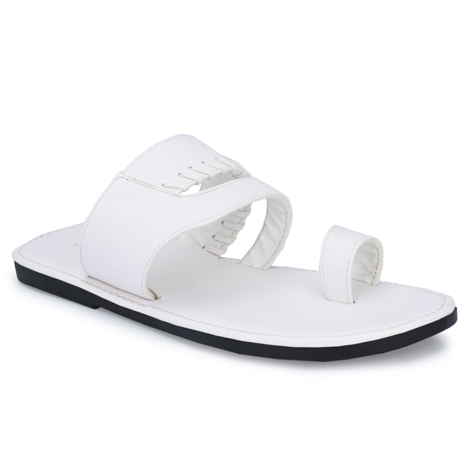     			John Karsun - White Men's Leather Slipper