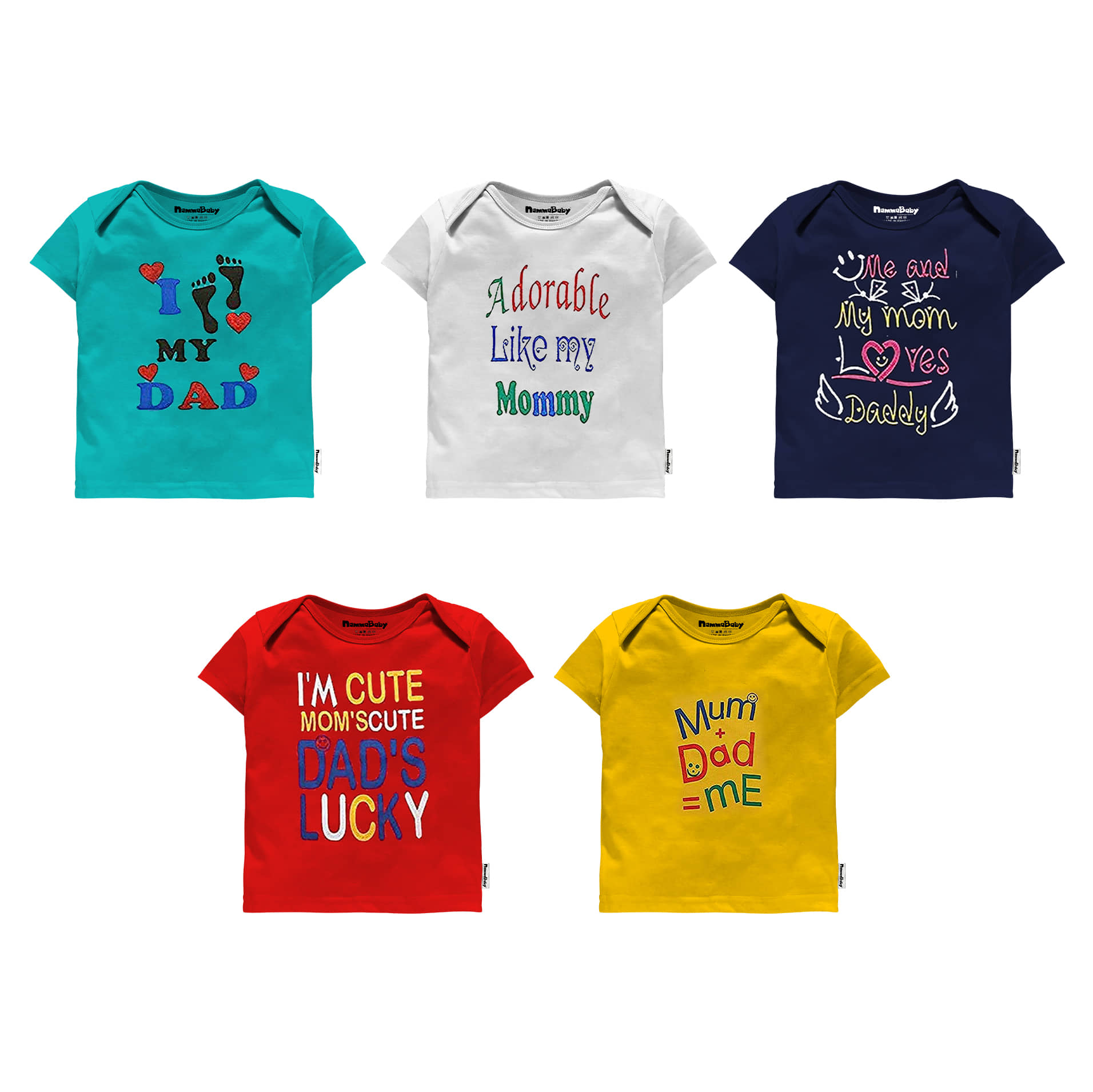 NammaBaby Pack of 5 Unisex for Baby Cotton T-Shirt ( Multi )