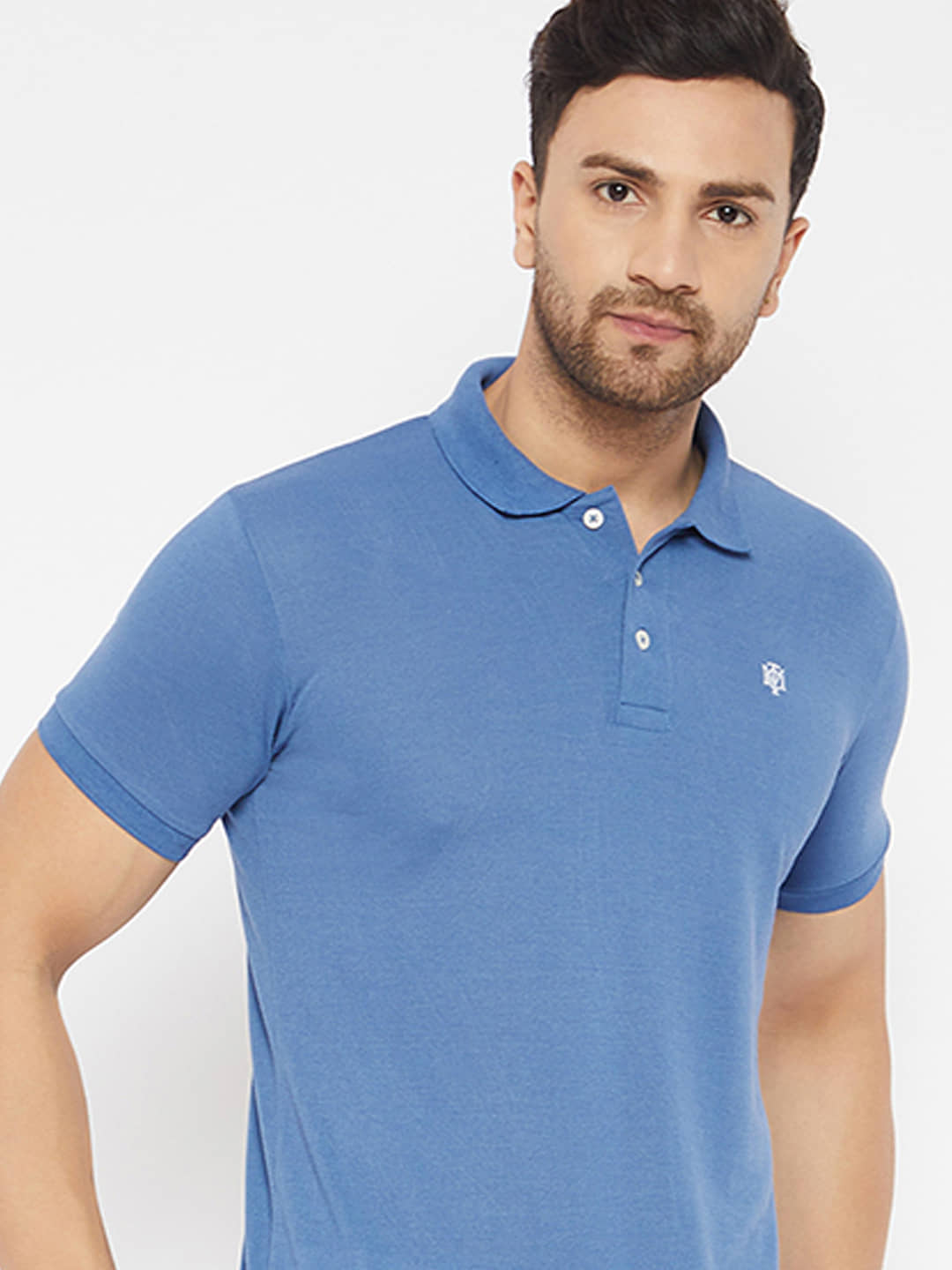 The Million Club Pack of 1 Cotton Blend Regular Fit Solid Half Sleeves Men's Polo T Shirt ( Blue )