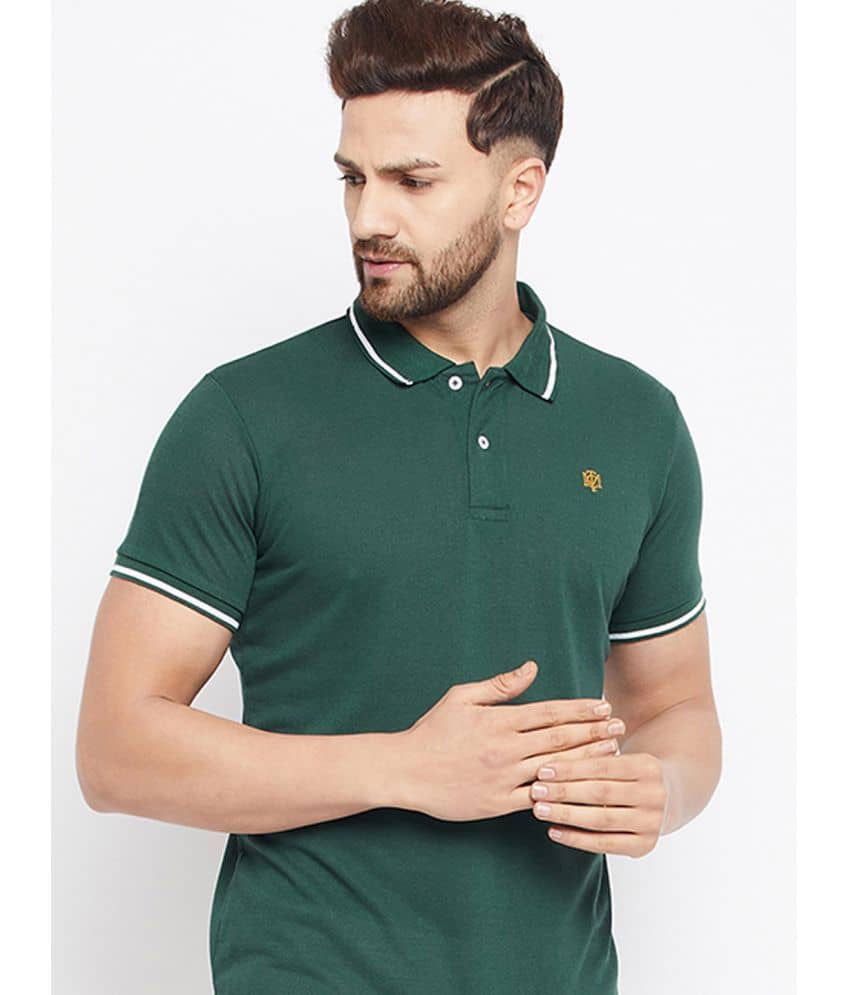 The Million Club Pack of 1 Cotton Blend Regular Fit Solid Half Sleeves Men's Polo T Shirt ( Green )