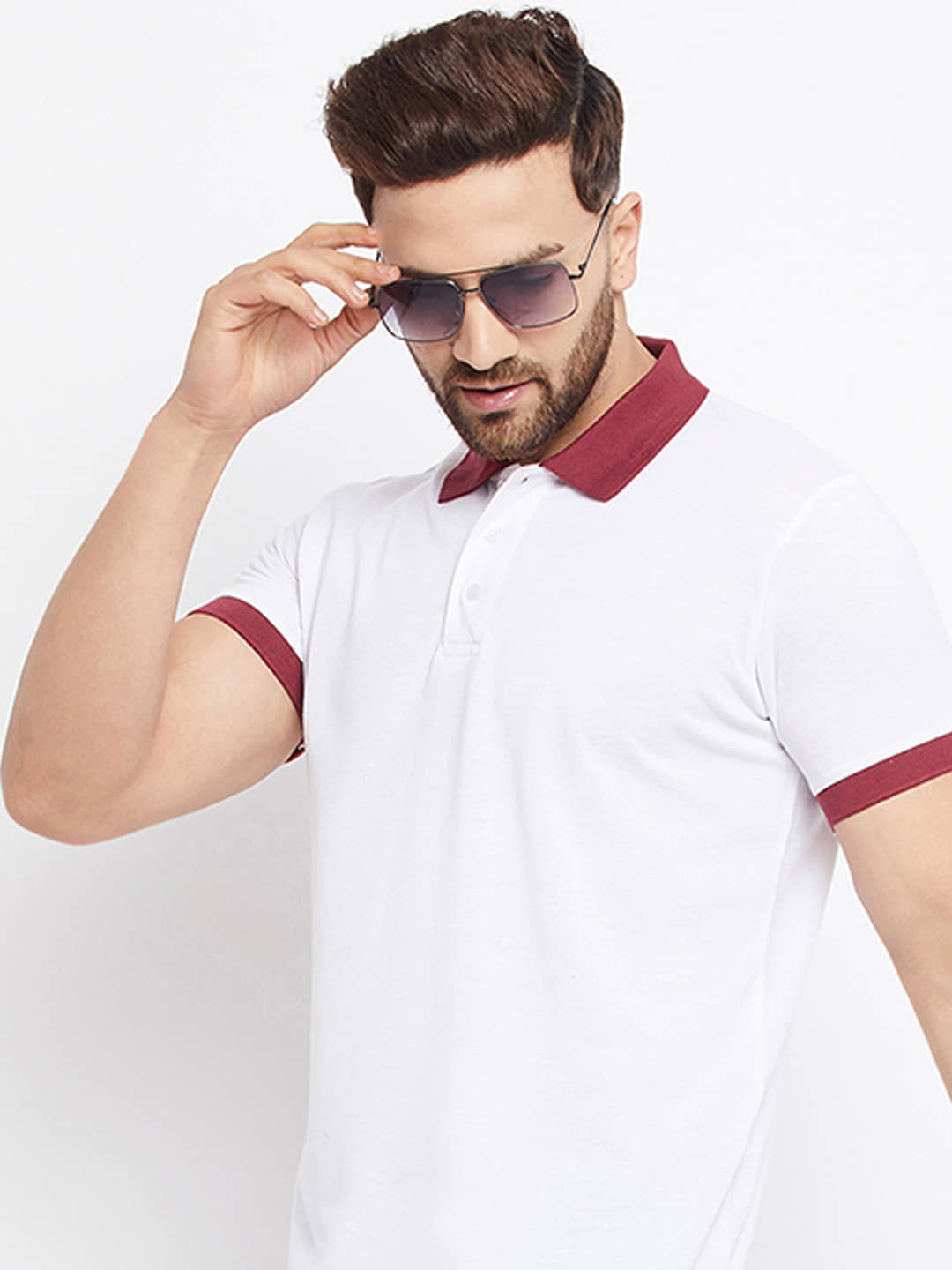 The Million Club Pack of 1 Cotton Blend Regular Fit Solid Half Sleeves Men's Polo T Shirt ( White )