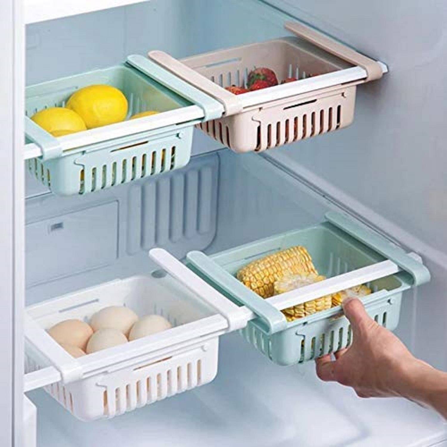     			dust n shine Multicolor 4 Pcs Expandable Fridge Rack 