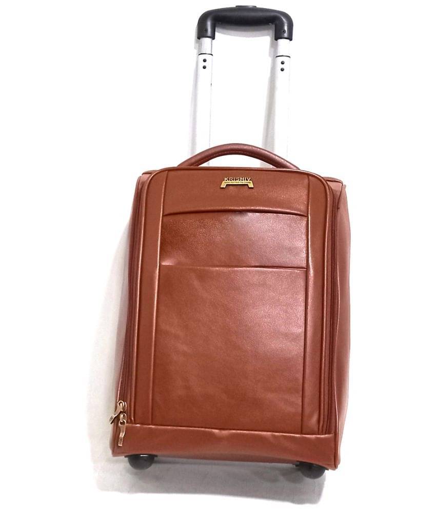    			krishiv Tan S (Below 60cm) Cabin Soft PU Trolley Bag Luggage