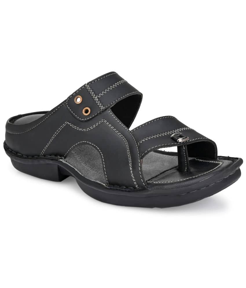 softio - Black Men's Leather Slipper