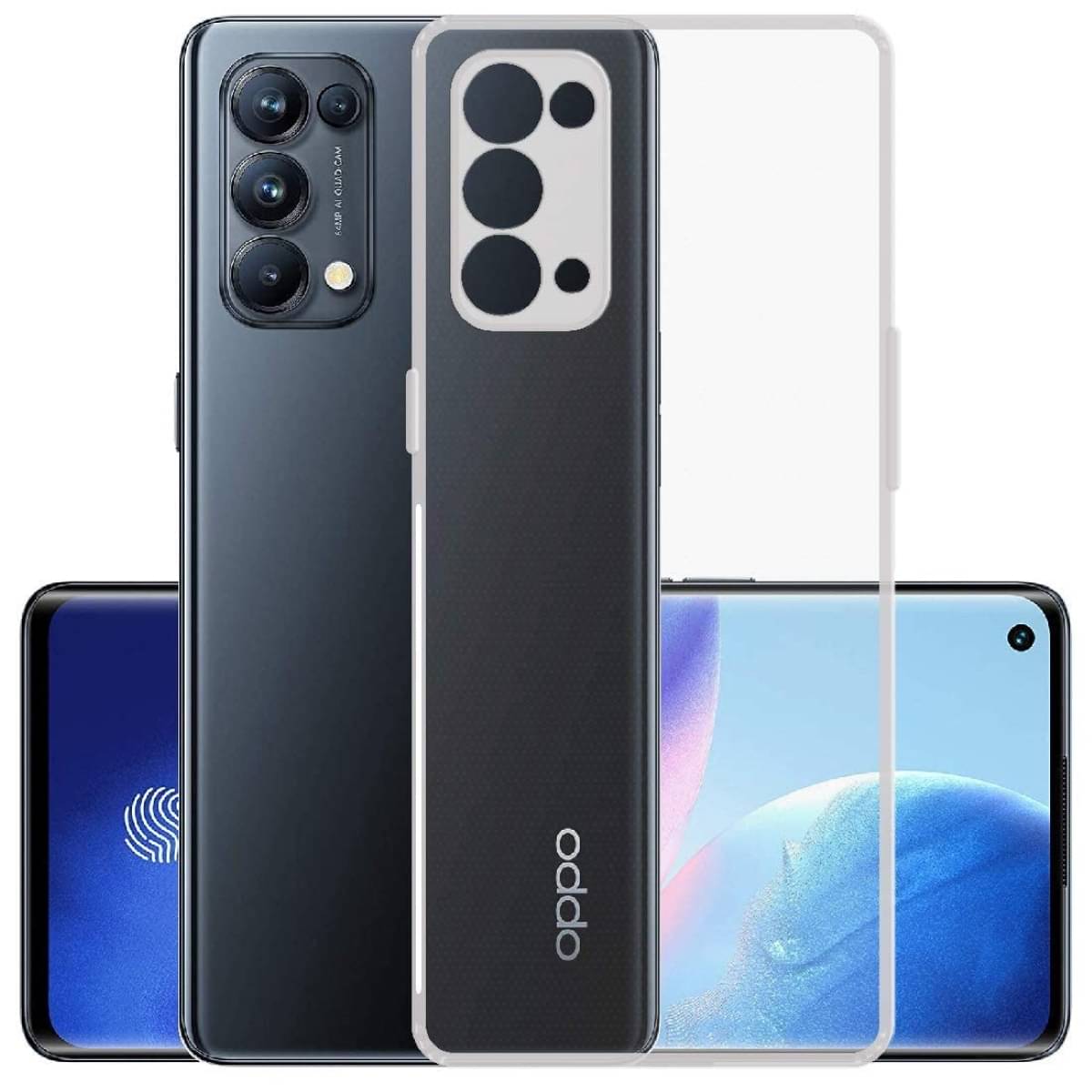 CASWE V - Transparent Silicon Silicon Soft cases Compatible For Oppo Reno 4 5G ( Pack of 1 ) CASWE V - Transparent Silicon Silicon Soft cases Compatible For Oppo Reno 4 5G ( Pack of 1 )