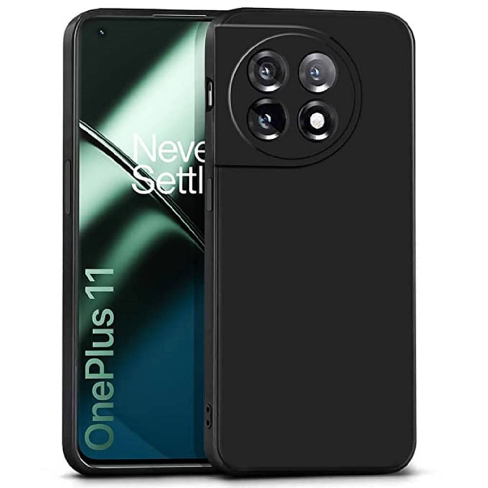     			Case Vault Covers - Black Silicon Plain Cases Compatible For One Plus 11 5G ( Pack of 1 )