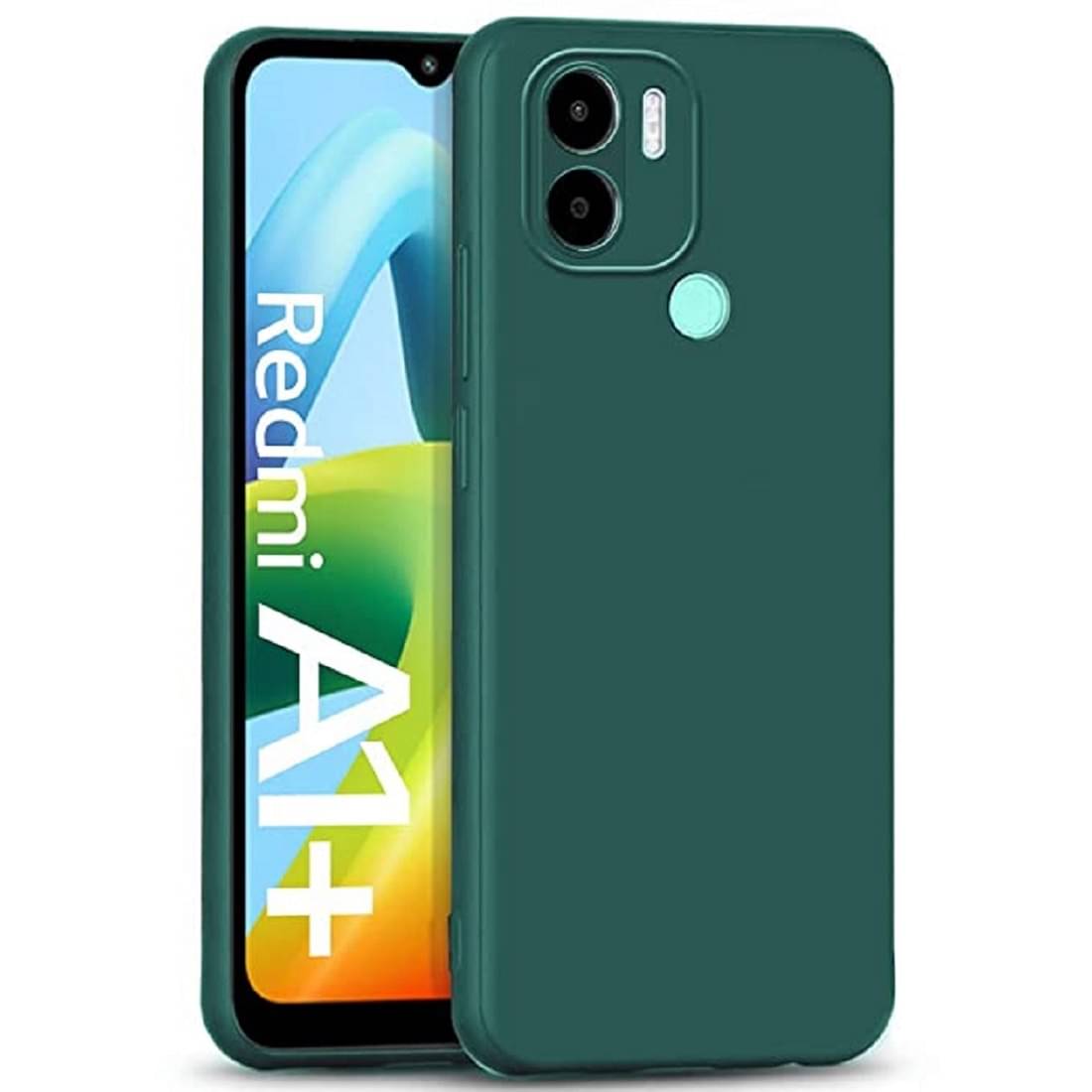     			Case Vault Covers - Green Silicon Plain Cases Compatible For Redmi A1 Plus ( Pack of 1 )