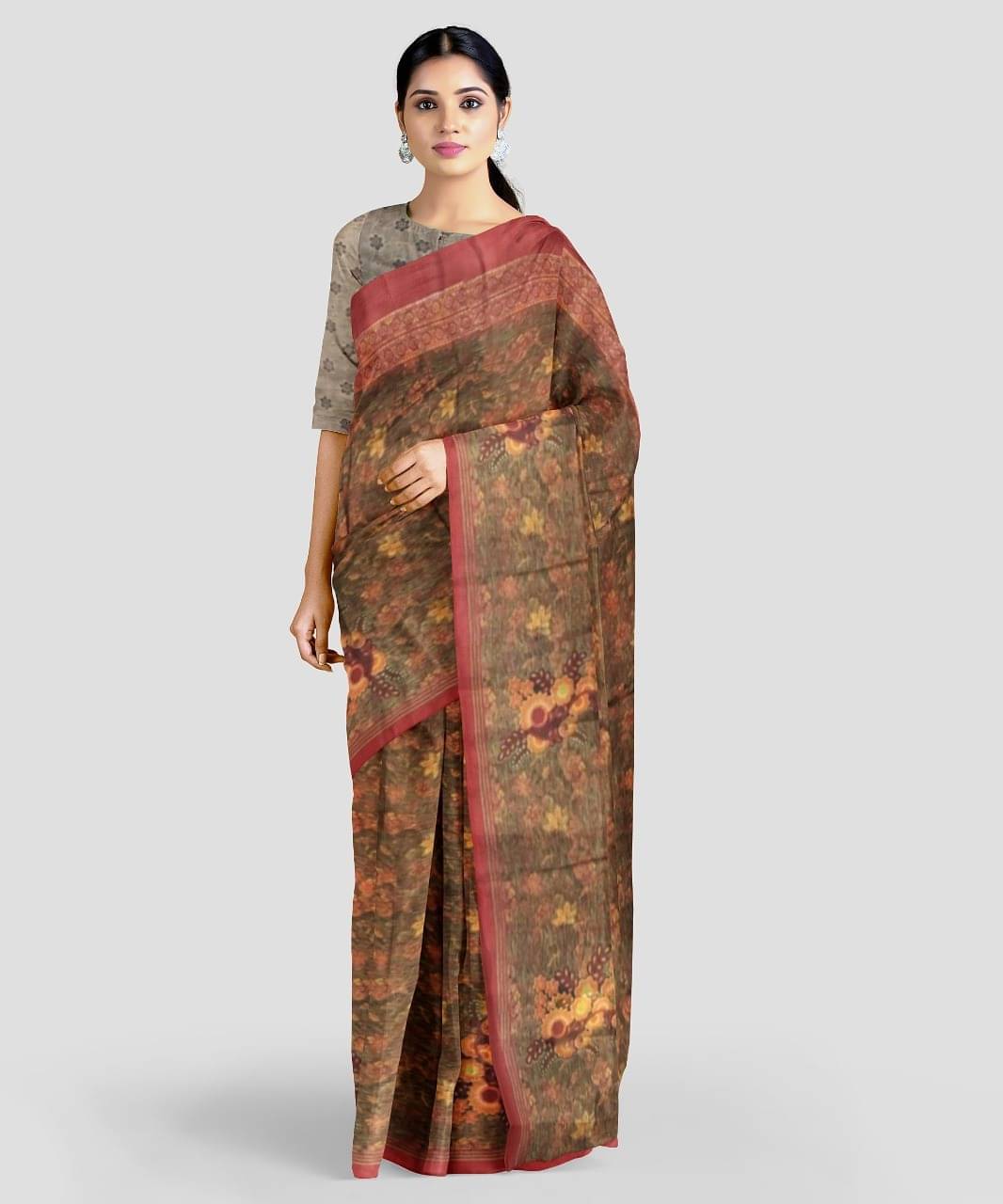 LEELAVATI Chiffon Printed Saree With Unstitched Blouse Piece ( Multicolor ) LEELAVATI Chiffon Printed Saree With Unstitched Blouse Piece ( Multicolor )