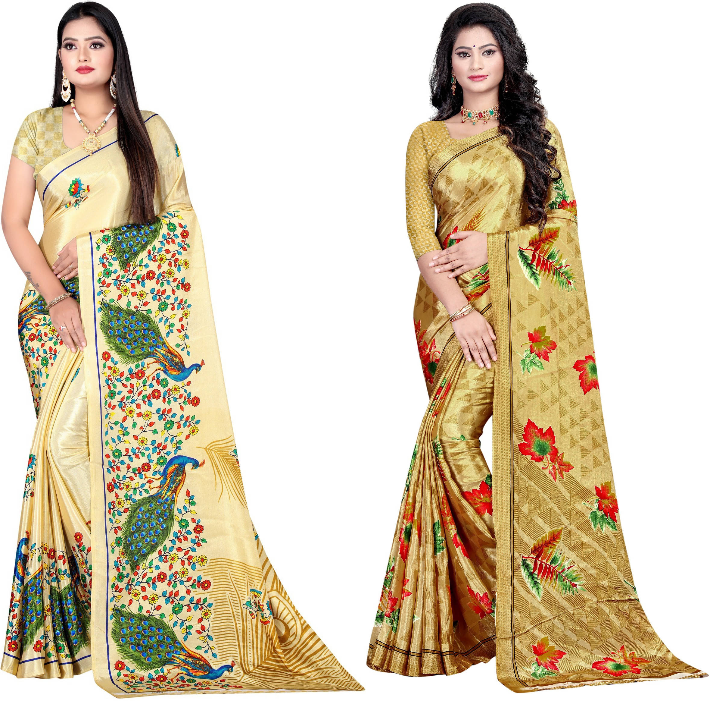 LEELAVATI Crepe Printed Saree With Unstitched Blouse Piece ( Multicolor ) LEELAVATI Crepe Printed Saree With Unstitched Blouse Piece ( Multicolor )