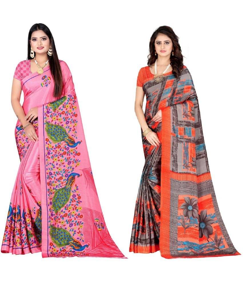     			LEELAVATI Crepe Printed Saree With Unstitched Blouse Piece ( Multicolor )