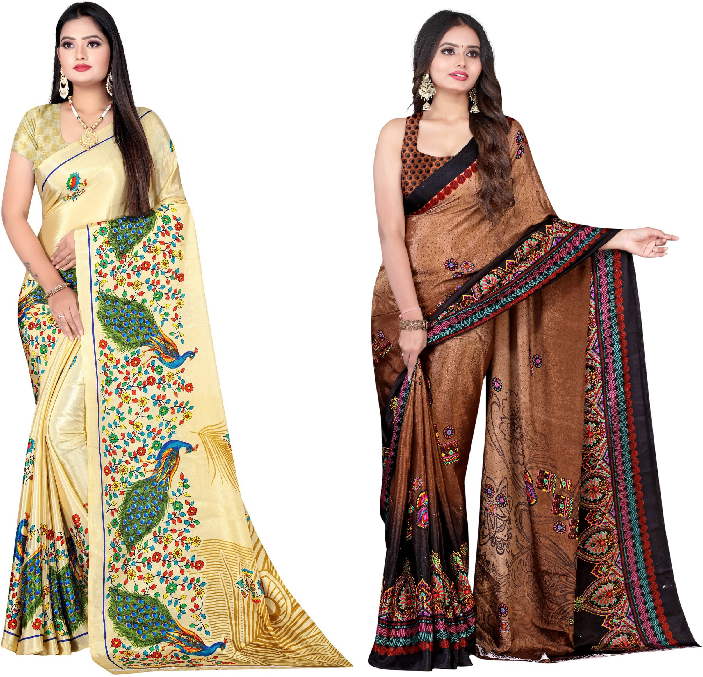     			LEELAVATI Crepe Printed Saree With Unstitched Blouse Piece ( Multicolor )