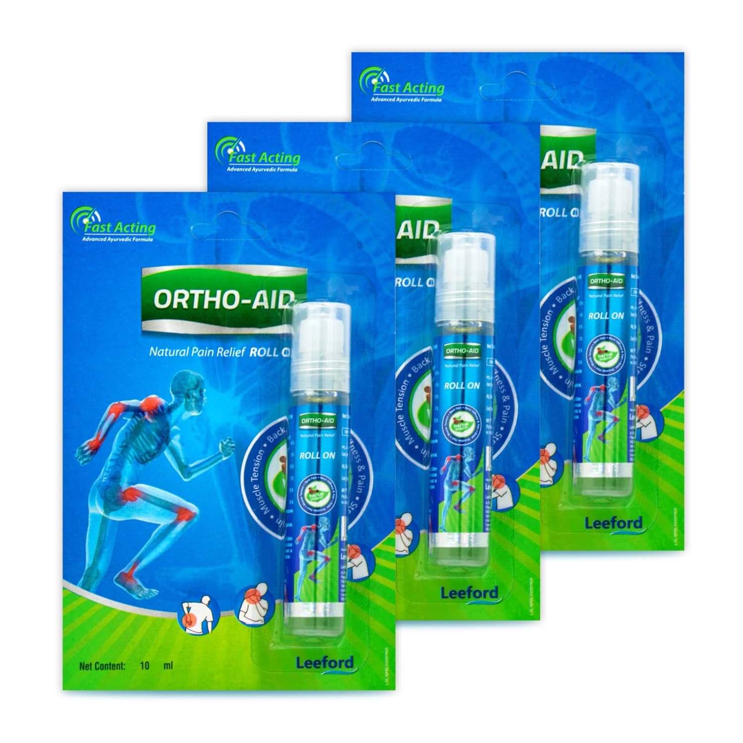 ORTHOAID Pain Relief Roll-On _ Herbal Formula for Joint & Muscle Pain | Pack of 3 (10ml Each)