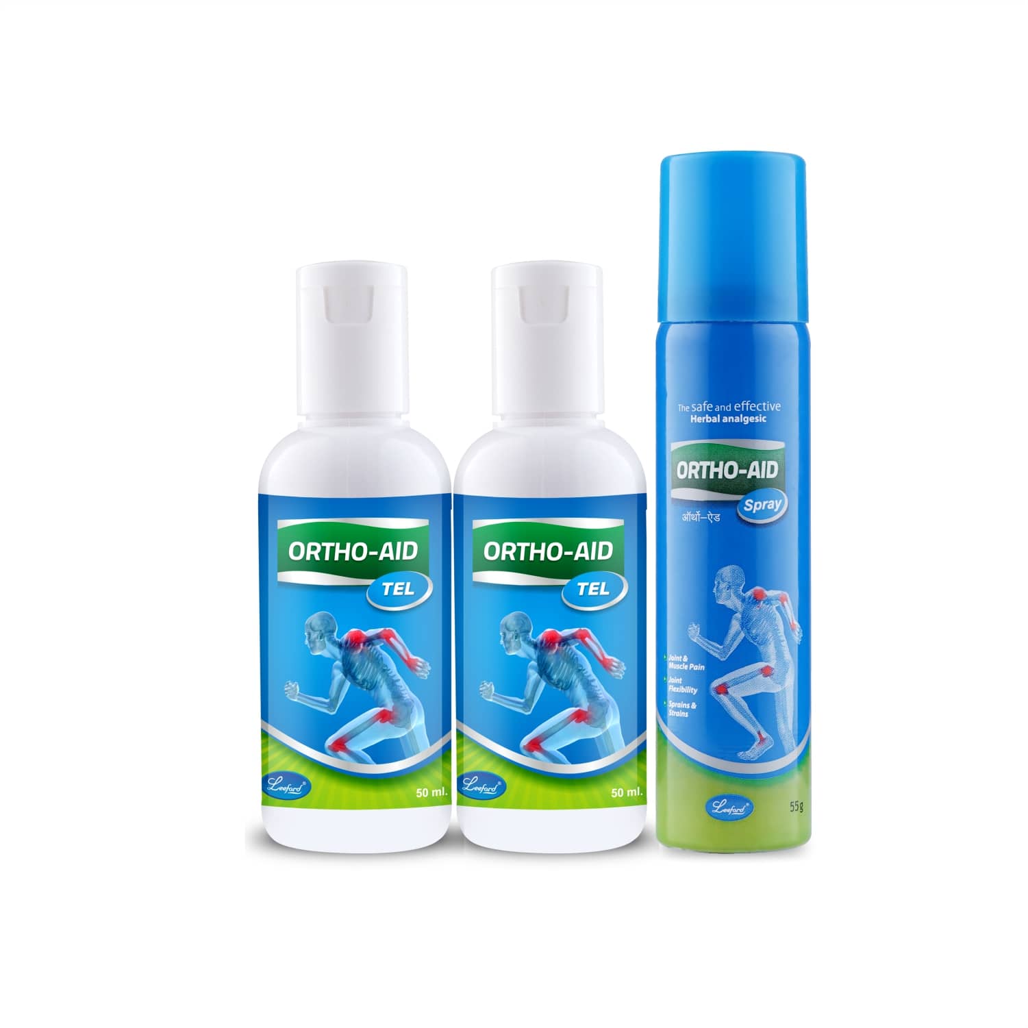 Orthoaid Pain Relief Combo - 50ml Herbal Oil 2 Pcs + Pain Relief Spray 55ml