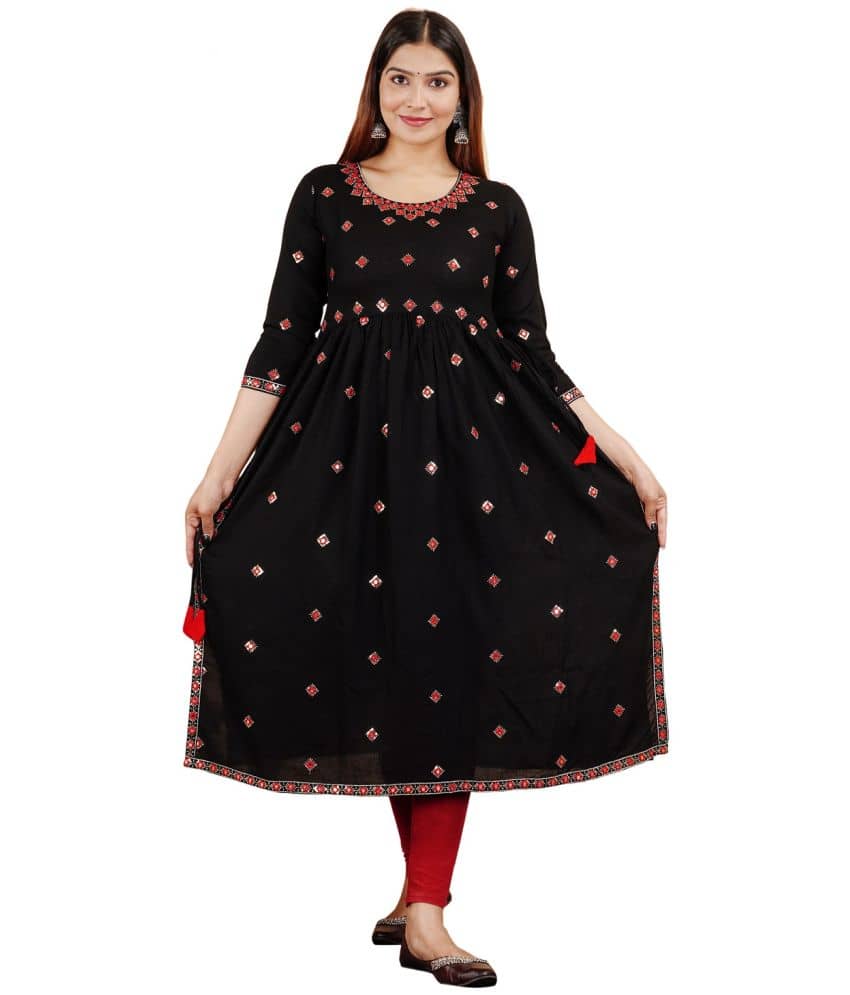 P PRIYA FASHION - Black Rayon Women's Anarkali Kurti ( Pack of 1 ) - Kurtis, Tunics | Buy online on ZillyBuy