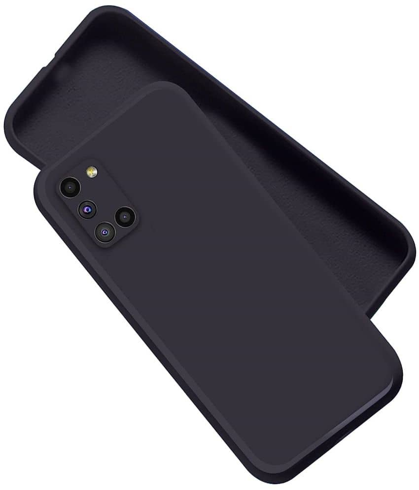 ZAMN - Black Silicon Plain Cases Compatible For OPPO A52 ( Pack of 1 )