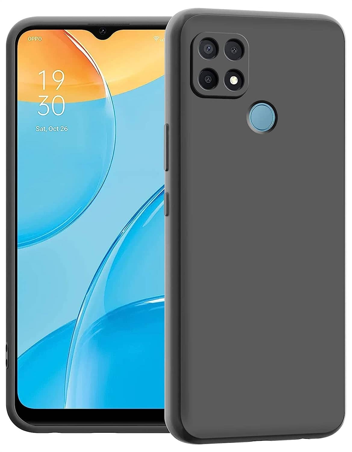 ZAMN - Black Silicon Plain Cases Compatible For Oppo A15s ( Pack of 1 )