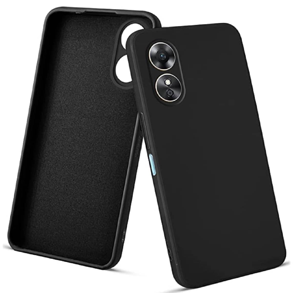 ZAMN - Black Silicon Plain Cases Compatible For Oppo A17 ( Pack of 1 )