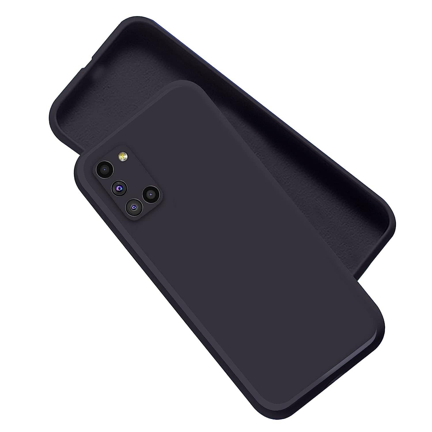 ZAMN - Black Silicon Plain Cases Compatible For OPPO A52 ( Pack of 1 )