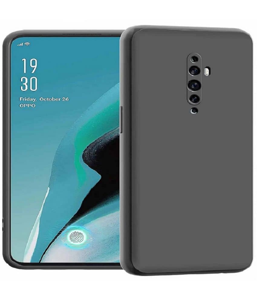 ZAMN - Black Silicon Plain Cases Compatible For Oppo Reno 2F ( Pack of 1 )