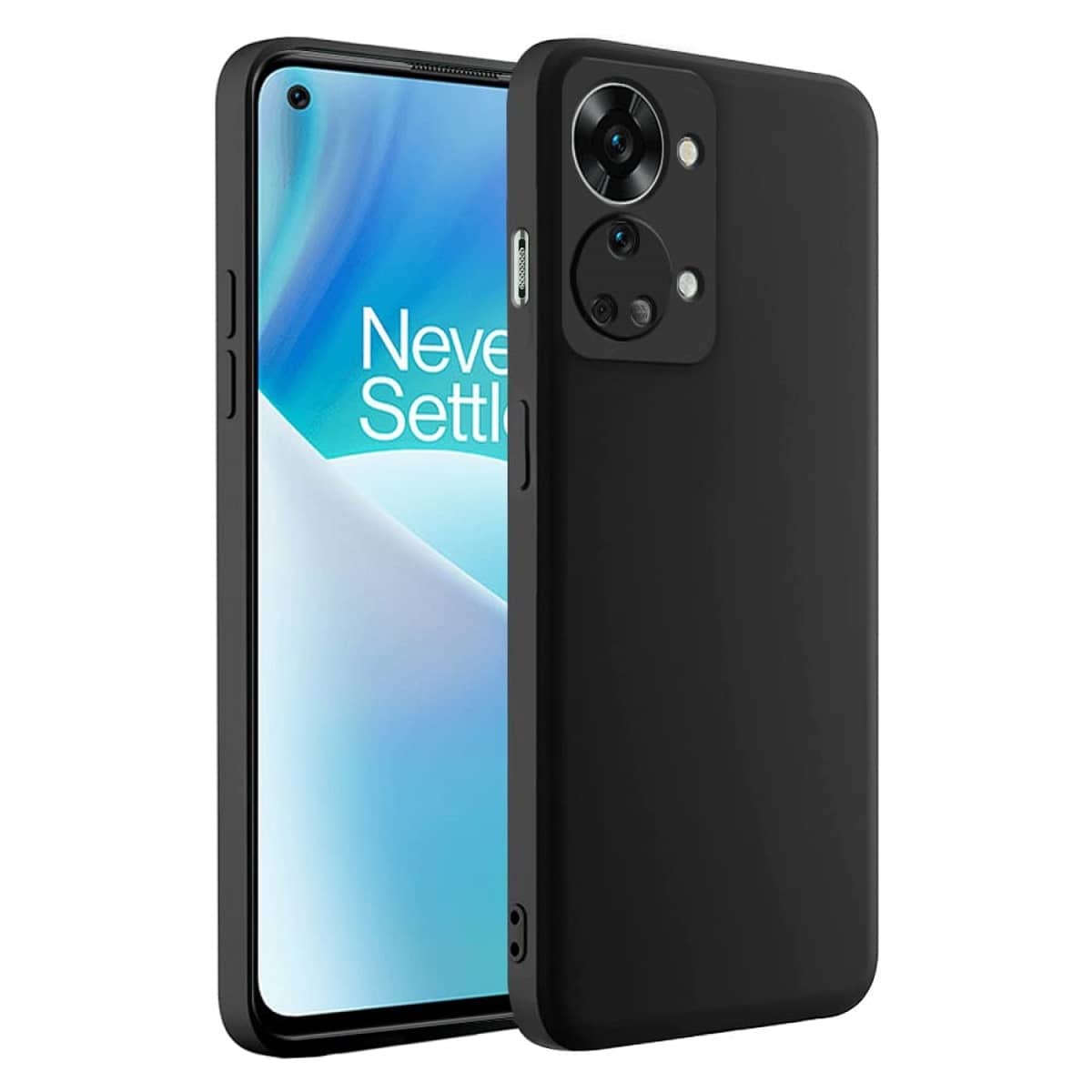 ZAMN - Black Silicon Plain Cases Compatible For Oneplus Nord 2t ( Pack of 1 )