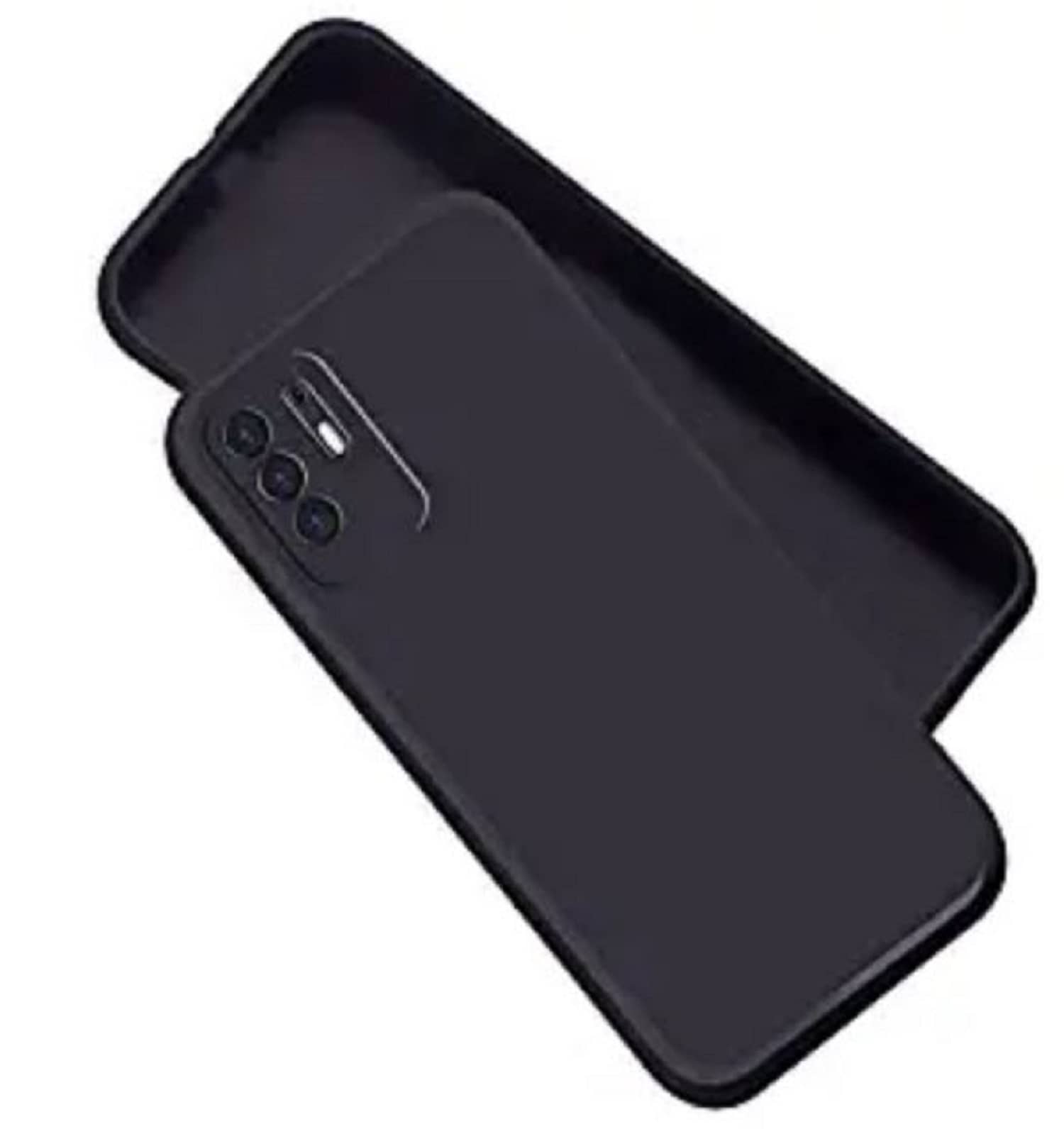 ZAMN - Black Silicon Plain Cases Compatible For Oppo F19 Pro Plus 5G ( Pack of 1 )