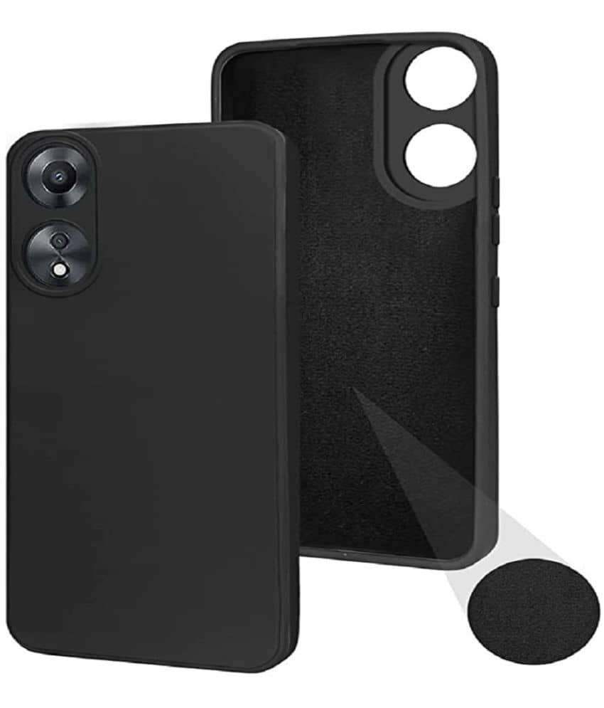 ZAMN - Black Silicon Plain Cases Compatible For OPPO A78 5G ( Pack of 1 )