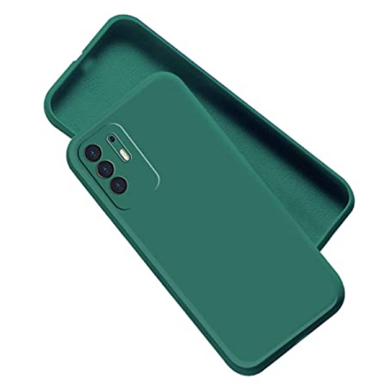 ZAMN - Green Silicon Plain Cases Compatible For Oppo F19 Pro Plus 5G ( Pack of 1 )