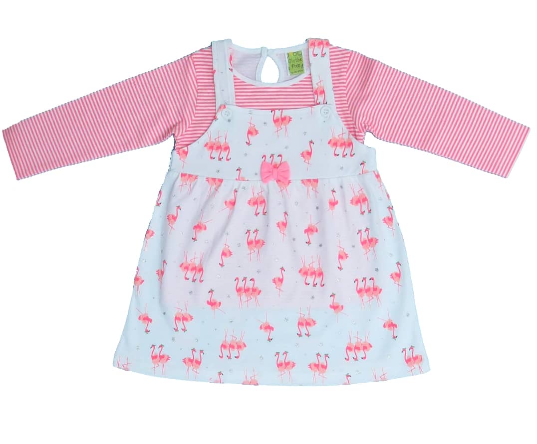 Clothe Funn Pack of 1 Baby Girls Cotton Dress ( White & Pink )