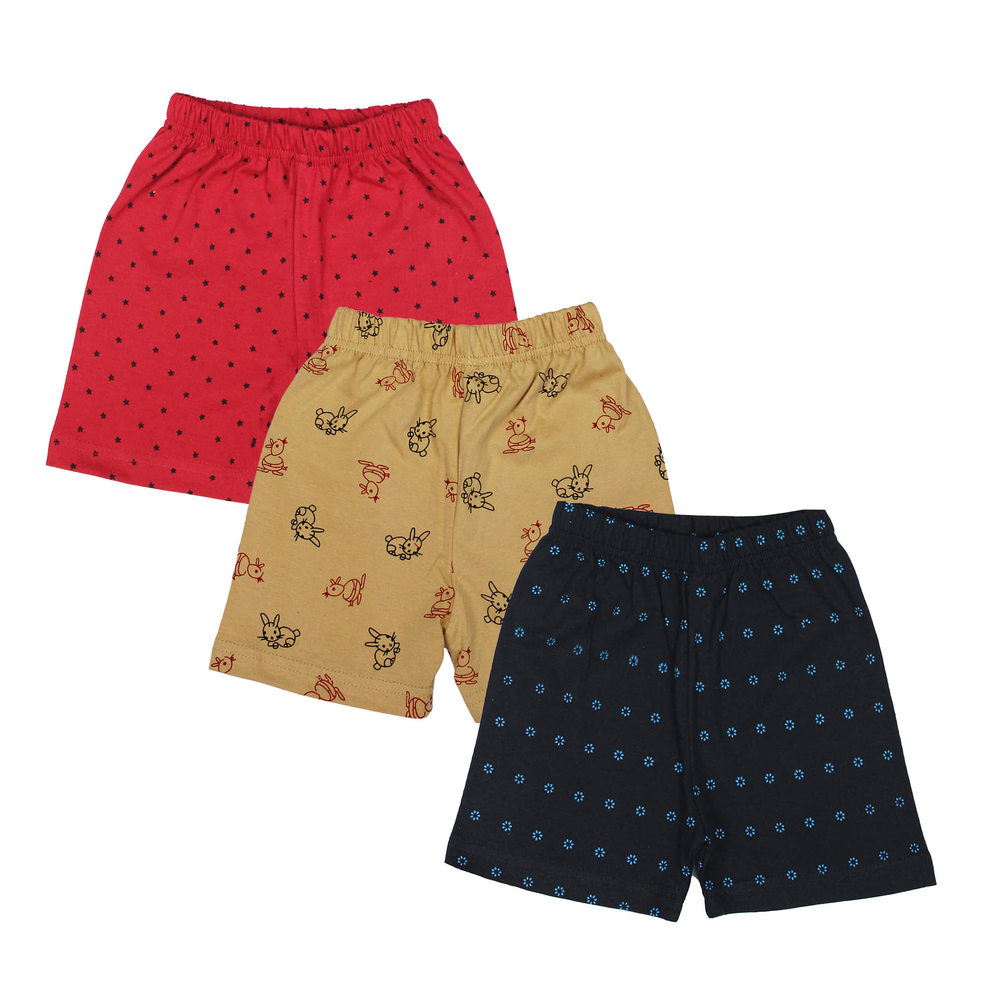 Diaz Pack of 3 Cotton Shorts For Boys ( Multicolor ) - Shorts | Buy online on ZillyBuy