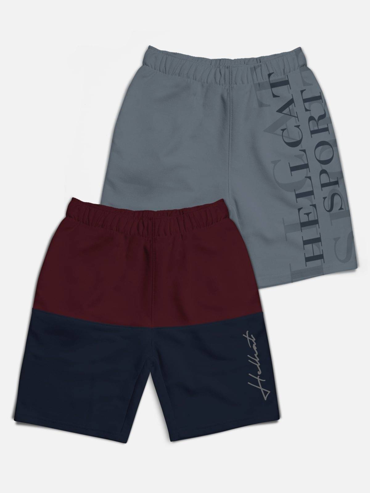     			HELLCAT Pack of 2 Cotton Blend Shorts For Boys ( Multi Color )