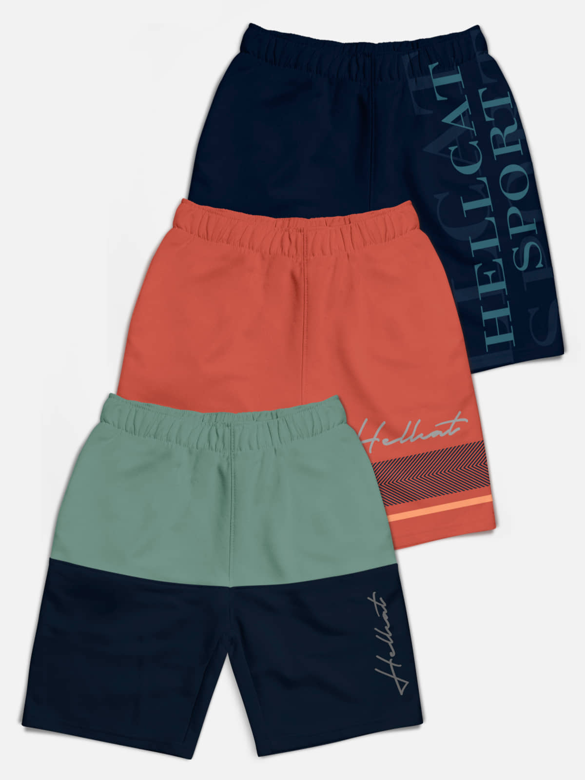 HELLCAT Pack of 3 Cotton Blend Shorts For Boys ( Multicolor ) - Shorts | Buy online on ZillyBuy