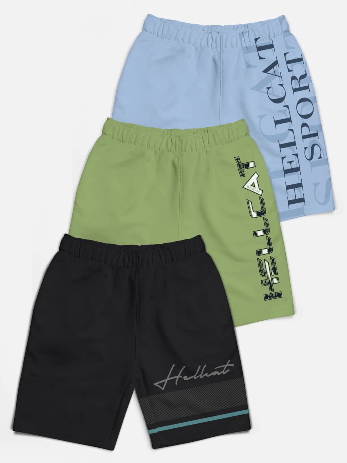 HELLCAT Pack of 3 Cotton Blend Shorts For Boys ( Multicolor ) - Shorts | Buy online on ZillyBuy
