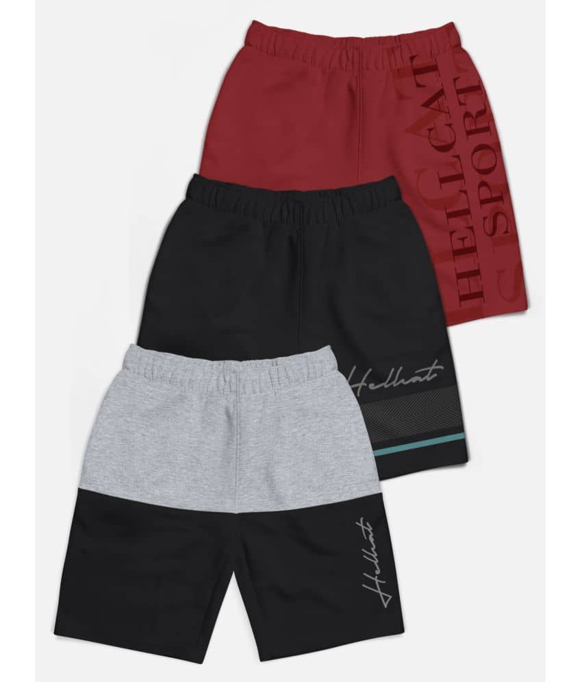 HELLCAT Pack of 3 Cotton Blend Shorts For Boys ( Multicolor ) - Shorts | Buy online on ZillyBuy
