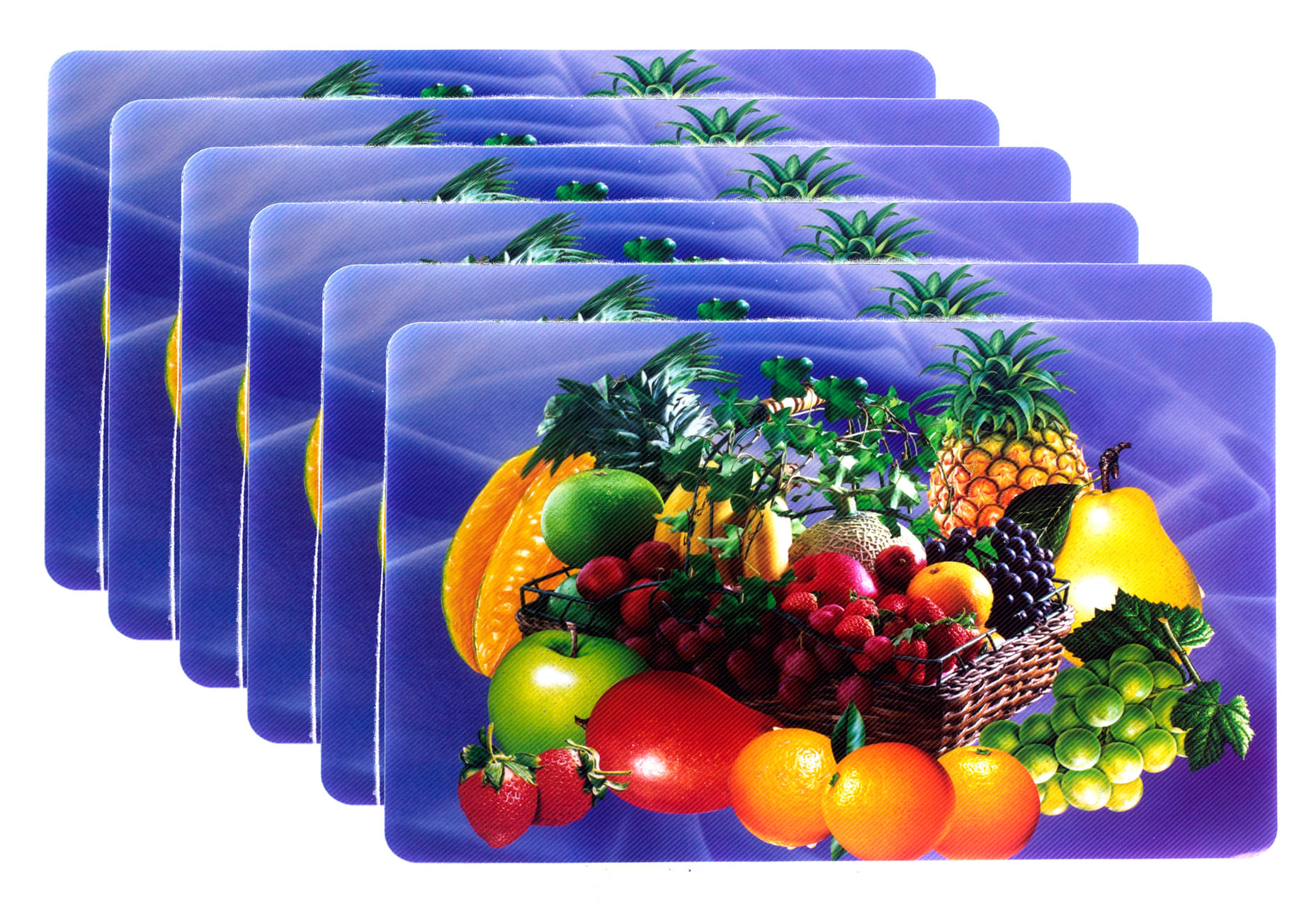     			PVC Abstract Printed Rectangle Table Mats (45 cm x 30 cm) Pack of 6 - Multi