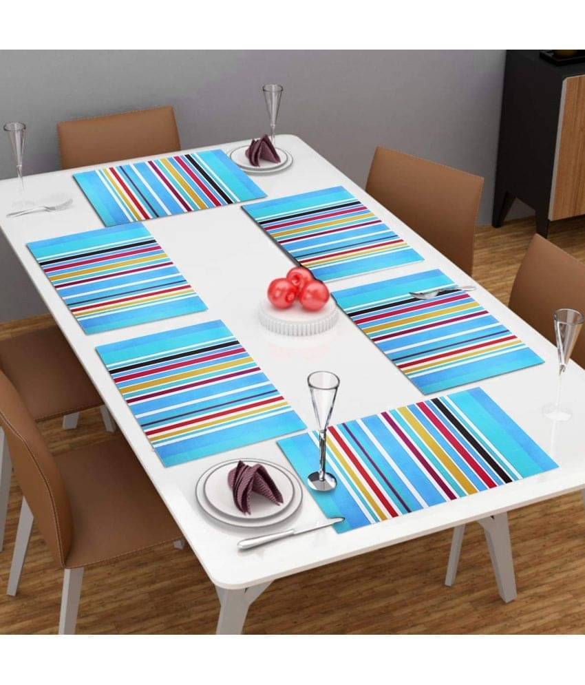 PVC Abstract Rectangle Table Mats (45 cm x 30 cm) Pack of 6 - Blue PVC Abstract Rectangle Table Mats (45 cm x 30 cm) Pack of 6 - Blue