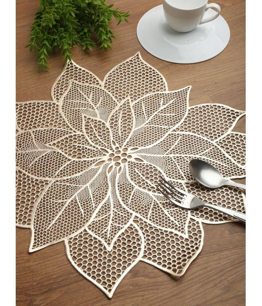 PVC Floral Square Table Mats (48 cm x 48 cm) Pack of 2 - Gold PVC Floral Square Table Mats (48 cm x 48 cm) Pack of 2 - Gold
