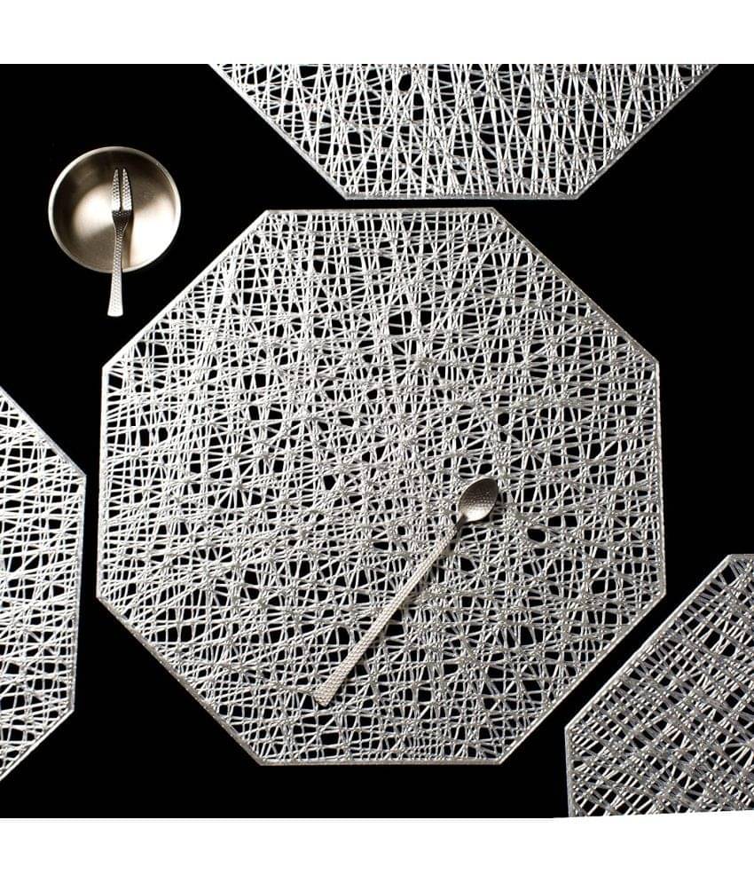 PVC Geometric Others Table Mats (38 cm x 38 cm) Pack of 2 - Silver     			PVC Geometric Others Table Mats (38 cm x 38 cm) Pack of 2 - Silver