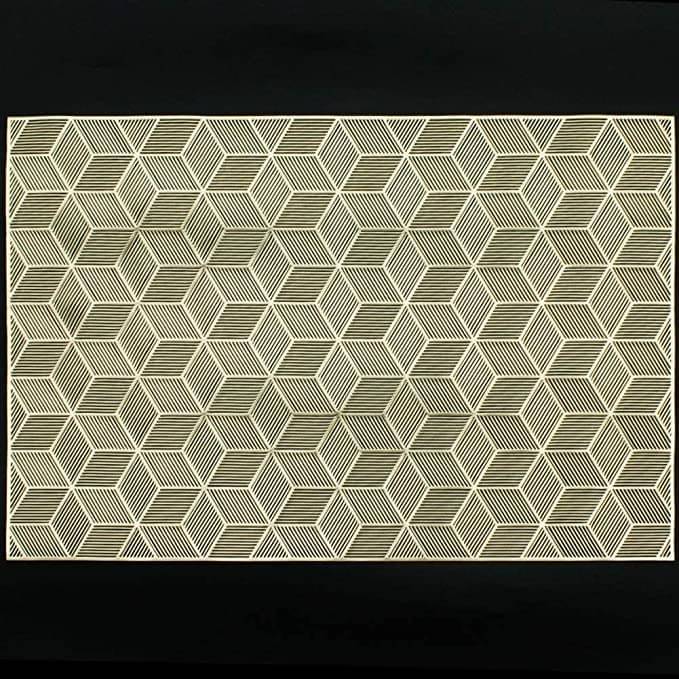PVC Geometric Rectangle Table Mats (45 cm x 30 cm) Pack of 2 - Gold PVC Geometric Rectangle Table Mats (45 cm x 30 cm) Pack of 2 - Gold