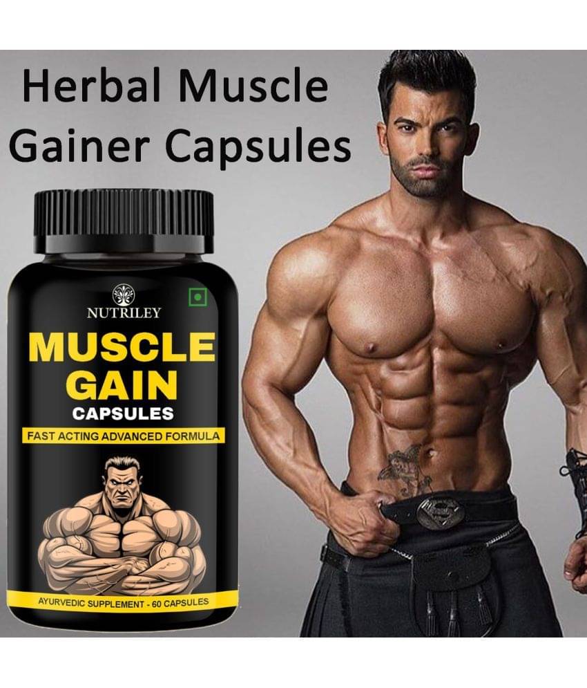 Nutriley Muscle Gainer Capsules, Mass Gainer, Increase Muscle Mass & Strength, 60 Capsules Nutriley Muscle Gainer Capsules, Mass Gainer, Increase Muscle Mass & Strength, 60 Capsules