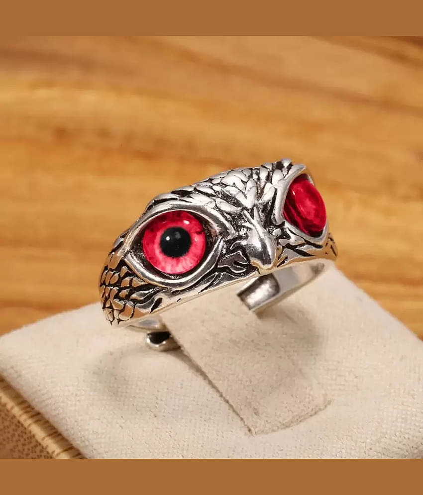 Owl Eye Ring For Men Girls Silver Ring For Boys Adjustable Stylish men Jewellery