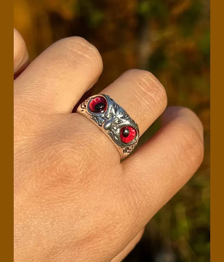 Owl Eye Ring For Men Girls Silver Ring For Boys Adjustable Stylish men Jewellery