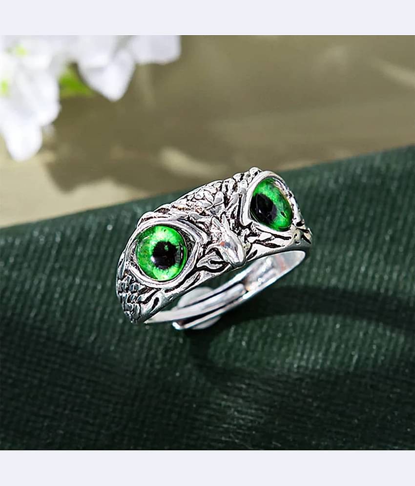 Owl Eye Ring For Men Girls Silver Ring For Boys Adjustable Stylish men Jewellery