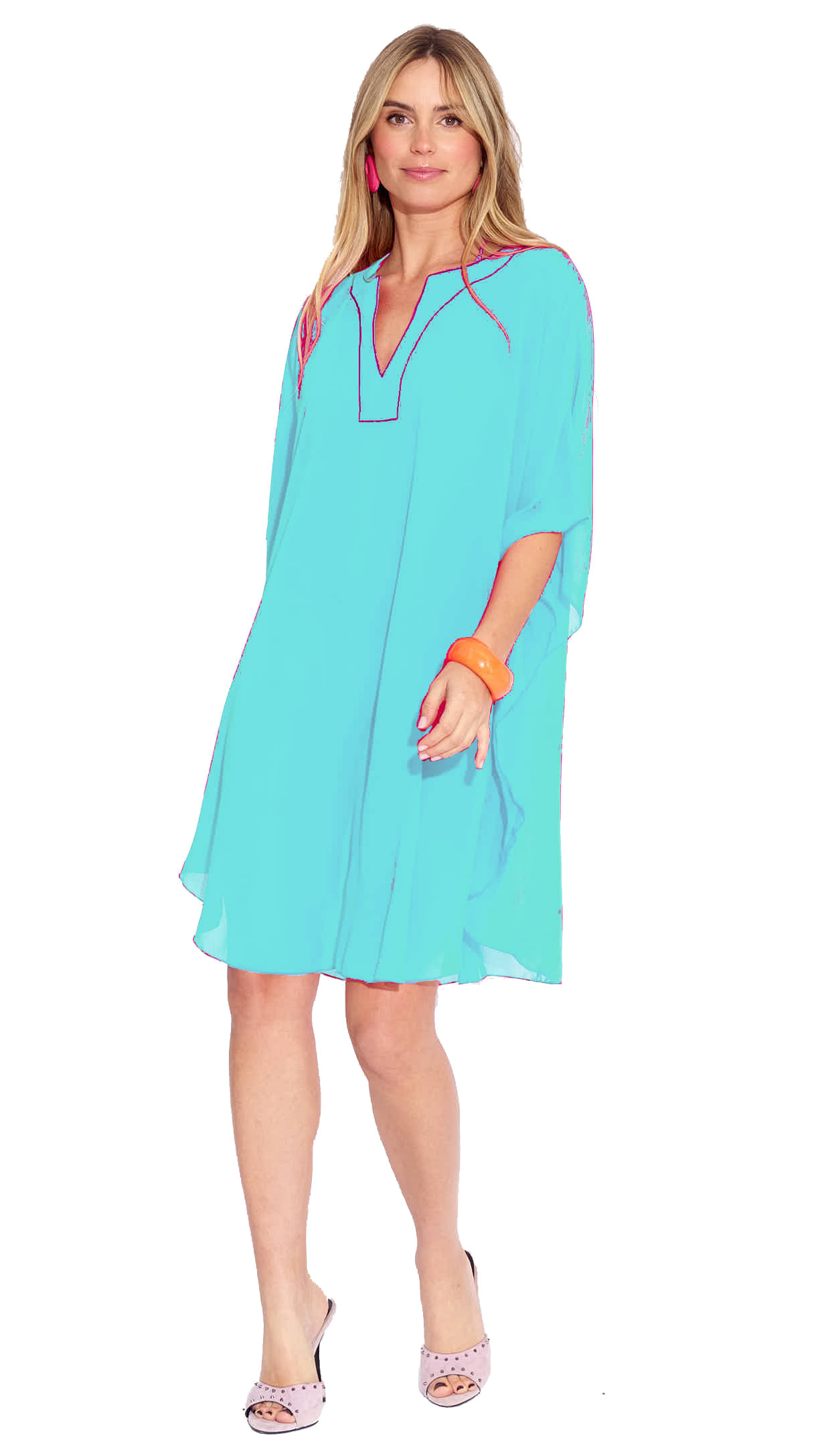 SUN-ROSE FASHIONS Georgette Blue Beach Dresses - SUN-ROSE FASHIONS Georgette Blue Beach Dresses -