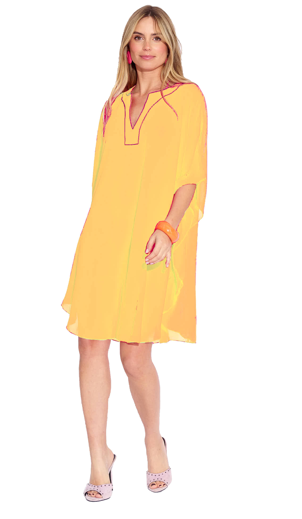 SUN-ROSE FASHIONS Georgette Yellow Beach Dresses -     			SUN-ROSE FASHIONS Georgette Yellow Beach Dresses -