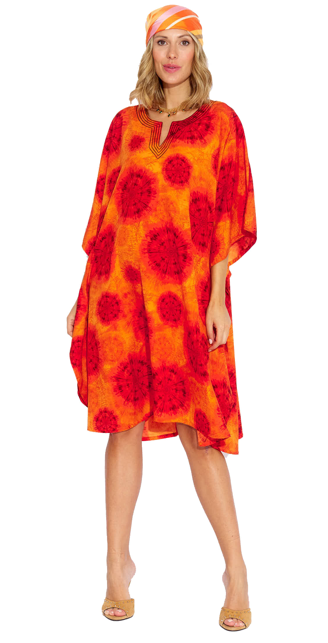     			SUN-ROSE FASHIONS Polyester Orange Beach Dresses -