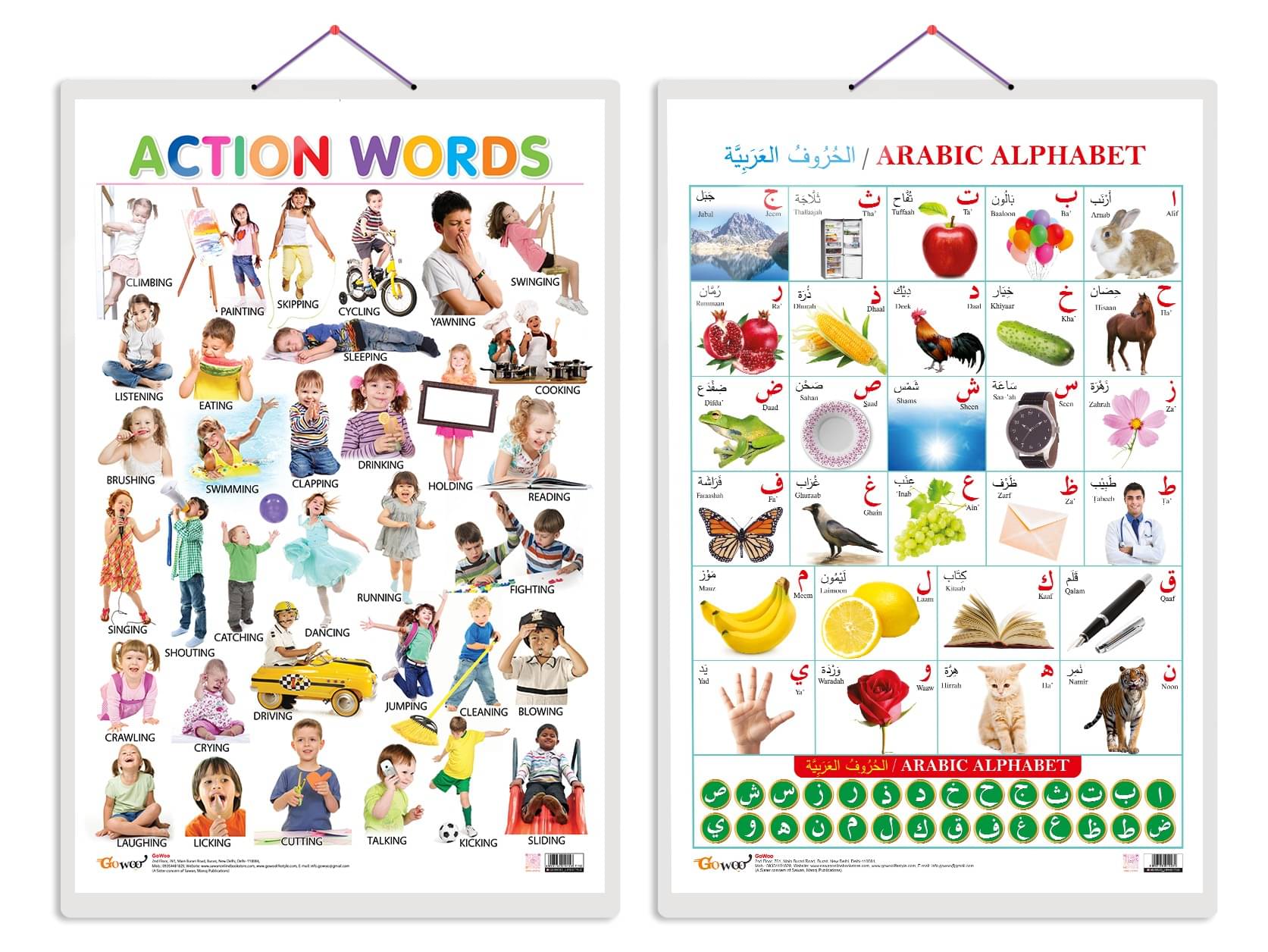 Set of 2 Action Words and Arabic Alphabet (Arabic) Early Learning Educational Charts for Kids | 20"X30" inch |Non-Tearable and Waterproof | Double Sided Laminated | Perfect for Homeschooling, Kindergarten and Nursery Students Set of 2 Action Words and Arabic Alphabet (Arabic) Early Learning Educational Charts for Kids | 20"X30" inch |Non-Tearable and Waterproof | Double Sided Laminated | Perfect for Homeschooling, Kindergarten and Nursery Students