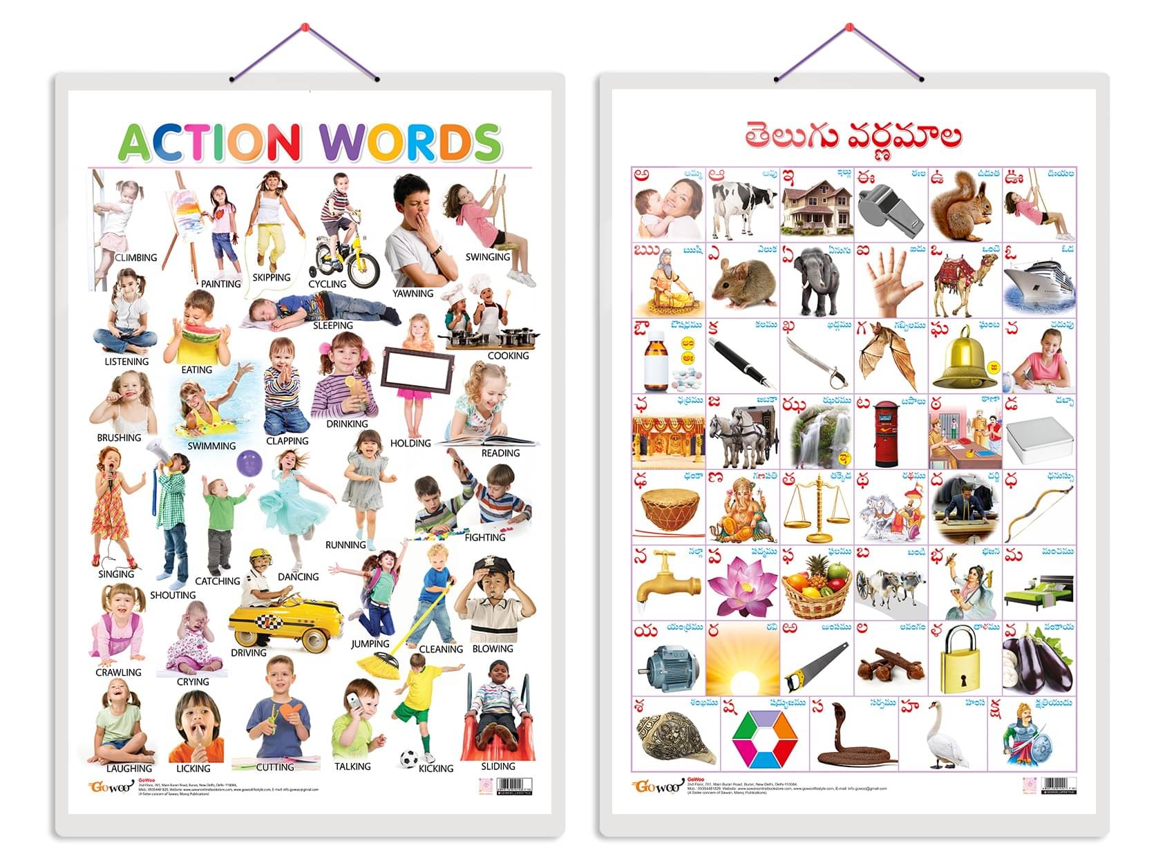 Set of 2 Action Words and Telugu Alphabet (Telugu) Early Learning Educational Charts for Kids | 20"X30" inch |Non-Tearable and Waterproof | Double Sided Laminated | Perfect for Homeschooling, Kindergarten and Nursery Students Set of 2 Action Words and Telugu Alphabet (Telugu) Early Learning Educational Charts for Kids | 20"X30" inch |Non-Tearable and Waterproof | Double Sided Laminated | Perfect for Homeschooling, Kindergarten and Nursery Students