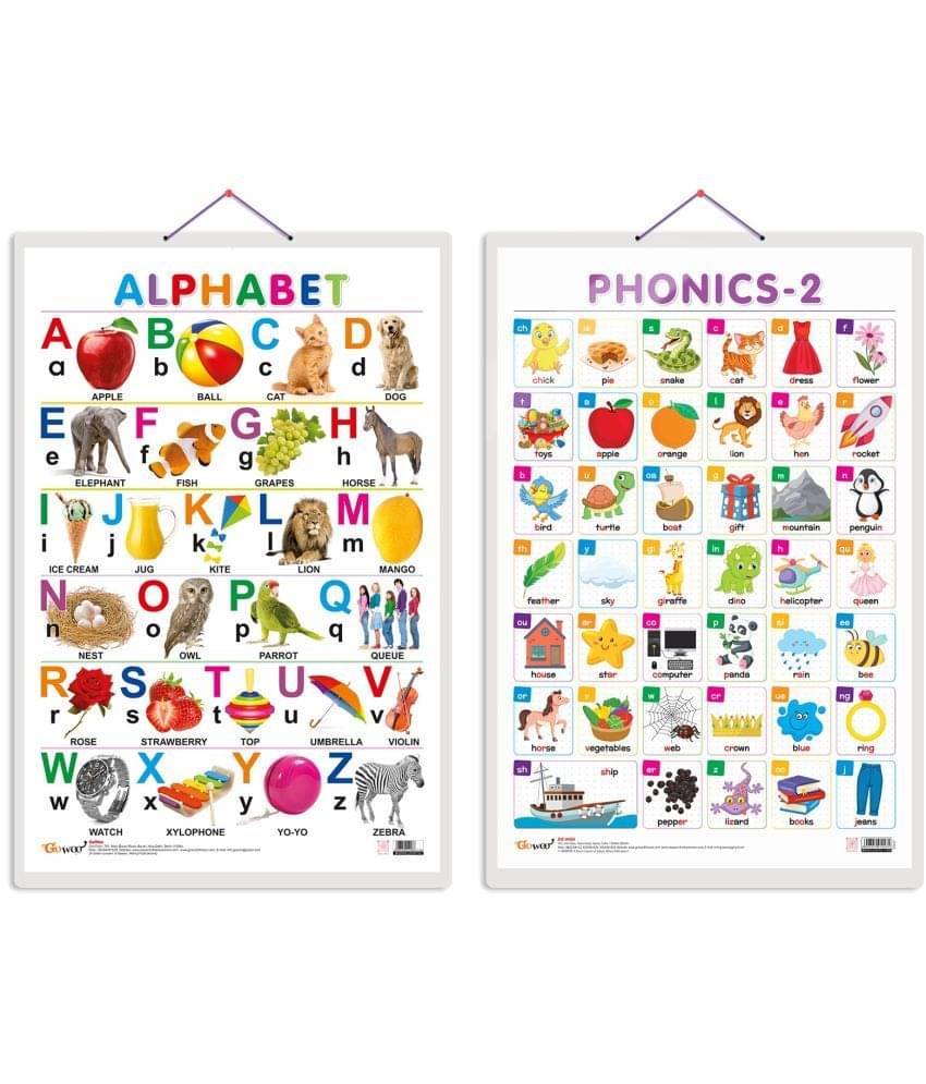 Set of 2 Alphabet and PHONICS - 2 Early Learning Educational Charts for Kids | 20"X30" inch |Non-Tearable and Waterproof | Double Sided Laminated | Perfect for Homeschooling, Kindergarten and Nursery Students Set of 2 Alphabet and PHONICS - 2 Early Learning Educational Charts for Kids | 20"X30" inch |Non-Tearable and Waterproof | Double Sided Laminated | Perfect for Homeschooling, Kindergarten and Nursery Students