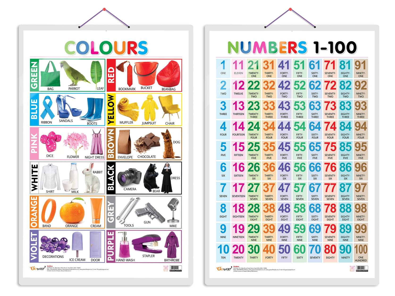 Set of 2 Colours and Numbers 1-100 Early Learning Educational Charts for Kids | 20"X30" inch |Non-Tearable and Waterproof | Double Sided Laminated | Perfect for Homeschooling, Kindergarten and Nursery Students Set of 2 Colours and Numbers 1-100 Early Learning Educational Charts for Kids | 20"X30" inch |Non-Tearable and Waterproof | Double Sided Laminated | Perfect for Homeschooling, Kindergarten and Nursery Students