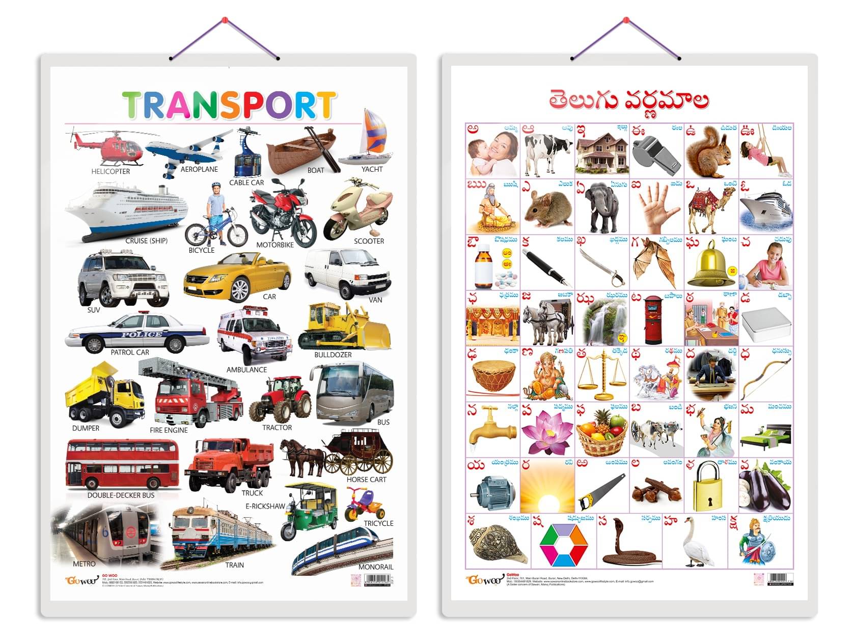 Set of 2 Transport and Telugu Alphabet (Telugu) Early Learning Educational Charts for Kids | 20"X30" inch |Non-Tearable and Waterproof | Double Sided Laminated | Perfect for Homeschooling, Kindergarten and Nursery Students Set of 2 Transport and Telugu Alphabet (Telugu) Early Learning Educational Charts for Kids | 20"X30" inch |Non-Tearable and Waterproof | Double Sided Laminated | Perfect for Homeschooling, Kindergarten and Nursery Students